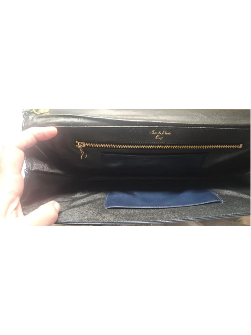 Women's Chic de Paris Blue Leather Clutch Bag